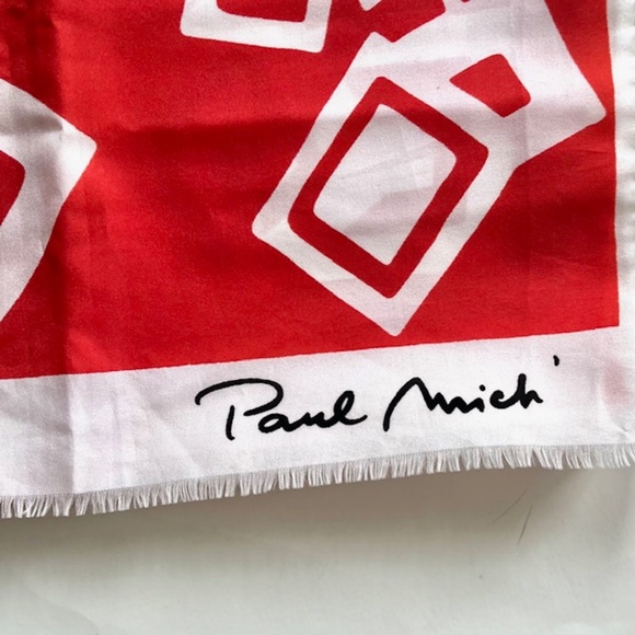 Scarve 1970s. Paul Mich. Red/white squares - Picture 3 of 3
